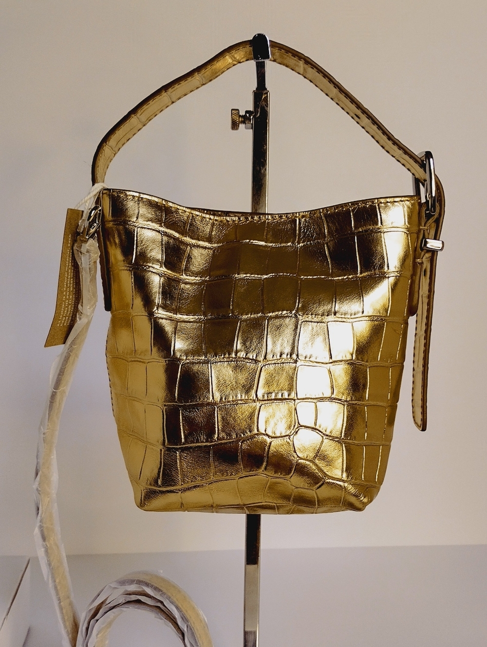 Madewell The Essential Micro Bucket Tote-Metallic Gold